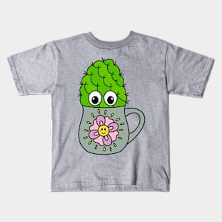 Cute Cactus Design #286: Mini Cactus In Cute Mug Kids T-Shirt